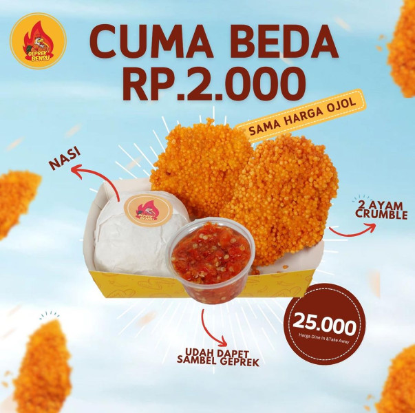 Geprek Bensu Bikin Menu Baru Paket Ayam Crumble Langsung Laris Manis, Udah Nyobain? Pecinta Pedas Buruan Merapat!