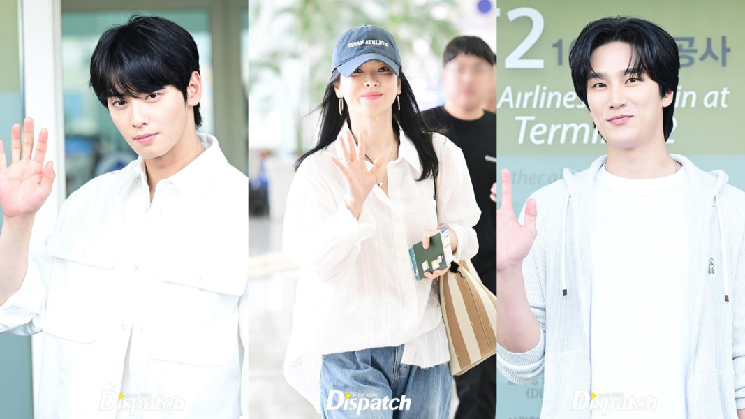 Song Hye Kyo, Cha Eun Woo, dan Ahn Bo Hyun Kompak Pakai Outfit Putih di Bandara, Mau Hadiri Acara Apa?