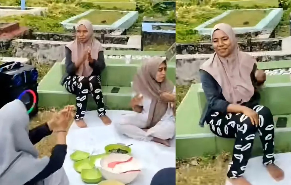 Viral Video Piknik Unik di Kuburan, Emak-emak Merayakan Kesenangan di Tempat Mistis