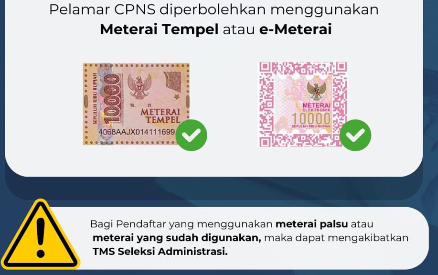 UPDATE CPNS 2024: BKN Perbolehkan Pakai Materai Tempel di Tengah Kesulitan Pembubuhan E-Meterai, Mulai Kapan?